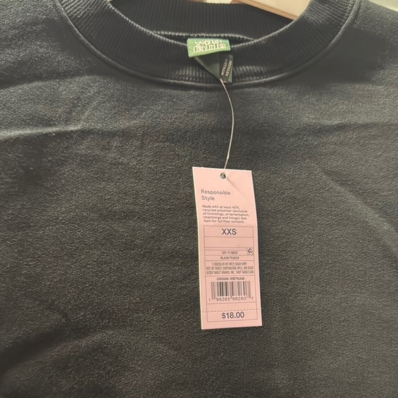 NWT Wild Fable Cropped Black Women's Sweatshirt XXS Oversized - Picture 2 of 4